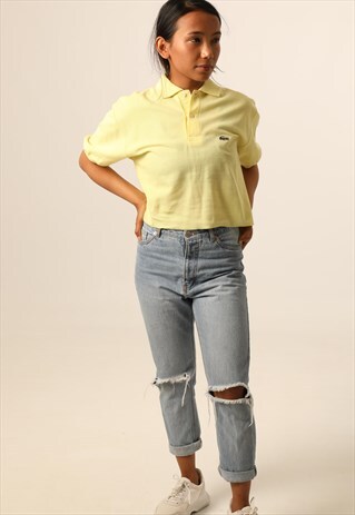 VINTAGE LACOSTE EMBROIDERED LOGO CROPPED POLOSHIRT