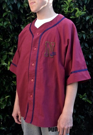 RARE VINTAGE 80S NIKE BASEBALL JERSEY TOP SHIRT MAROON