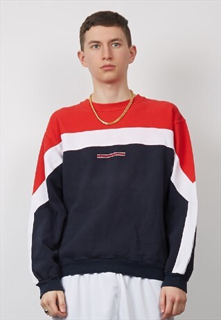VINTAGE 90'S TRICOLOUR STRIPE SWEATSHIRT