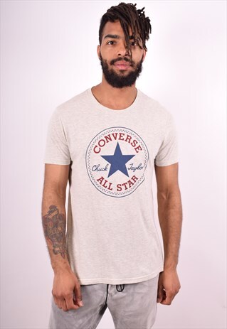CONVERSE MENS VINTAGE T-SHIRT TOP SMALL GREY 90S