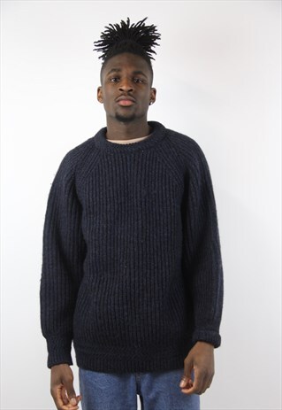 VINTAGE HEAVY NAVY KNIT JUMPER