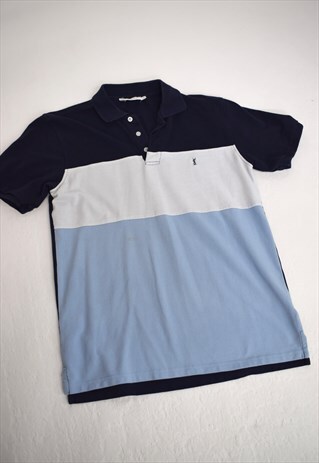 VINTAGE 90S YSL NAVY BLUE WHITE POLO SHIRT