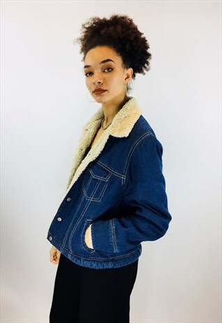 VINTAGE 80S SHEARLING DENIM JACKET