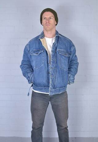 VINTAGE CALVIN KLEIN DARK BLUE LINED DENIM JACKET