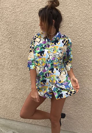 PATTERNED OVERSIZED RETRO VINTAGE UNISEX FESTIVAL SHIRT