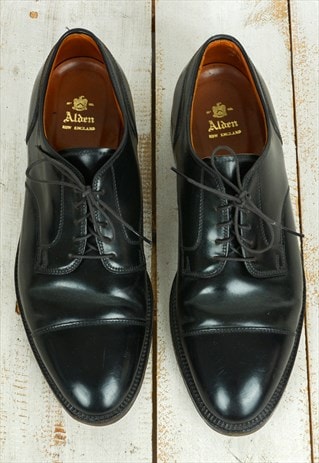2161 Black Shell Cordovan Leather Blucher Dress Shoes 11 UK