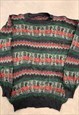 VINTAGE KNITTED JUMPER ABSTRACT LLAMA PATTERNED KNIT SWEATER