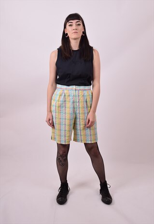 VINTAGE 80'S CANDY STRIPE HIGH WAIST SHORTS SIZE 12 14