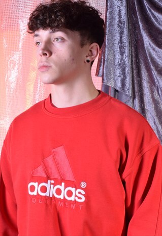 VINTAGE ADIDAS EQUIPMENT RED EMBROIDERED SWEATSHIRT