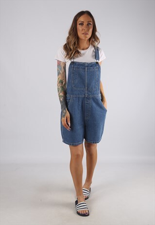 VINTAGE USA DENIM DUNGAREE SHORTS UK 16 XL (JR2C)