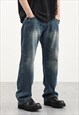 BLUE WASHED DENIM JEANS PANTS TROUSERS