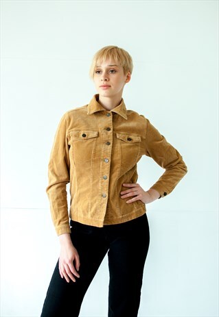 VINTAGE RETRO BEIGE CORDUROY JACKET