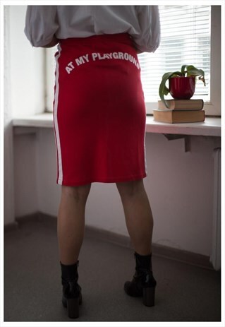 VINTAGE 90'S RED MIDI COTTON SKIRT