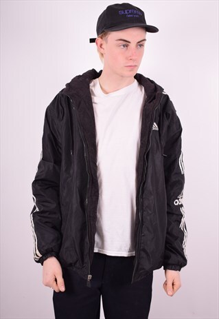 ADIDAS MENS VINTAGE JACKET MEDIUM BLACK 90'S