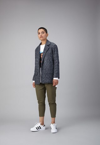 TWEED BLAZER IN BLACK