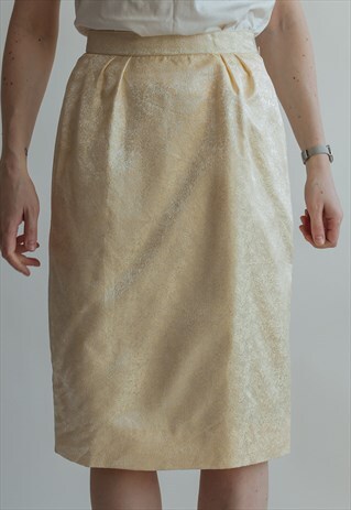 VINTAGE 80S SHINNY YELLOW SKIRT IN PENCIL STYLE