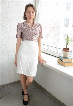 Vintage 70's White/Cream Textured Mini High Waisted Skirt
