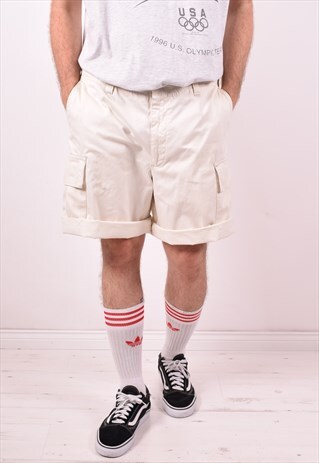 TOMMY HILFIGER MENS VINTAGE CARGO SHORTS W37 WHITE 90S