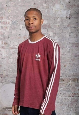 VINTAGE ADIDAS LONG SLEEVE LOGO T-SHIRT RED