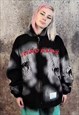 Anime fleece jacket graffiti cartoon bomber punk coat black