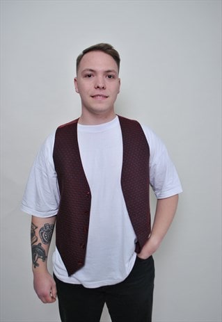 Patterned suit vest, vintage evening dress costume button up