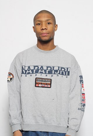 VINTAGE NAPAPIJRI EXPEDITION LOGO LONG SLEEVE T-SHIRT GREY