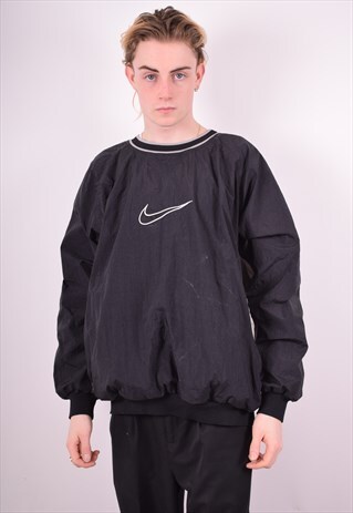 NIKE MENS VINTAGE PULLOVER JACKET XL BLACK 90'S