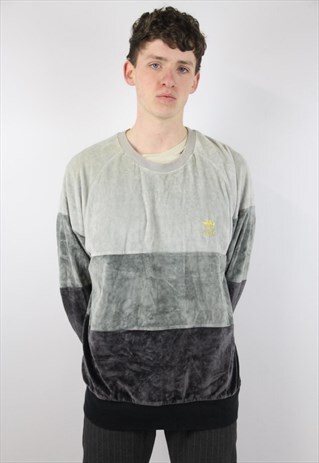 VINTAGE ADIDAS VELOUR PATTERNED SWEATSHIRT