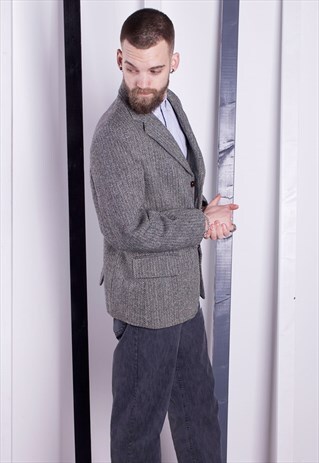 HARRIS TWEED JACKET. 1970S VINTAGE BLAZER. UNISEX.