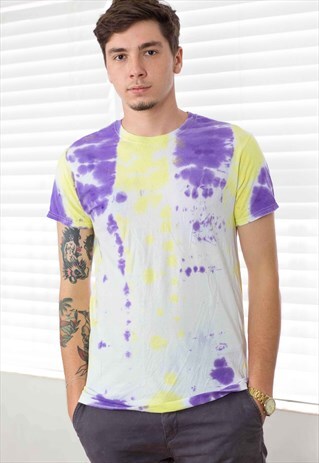 VINTAGE FRUIT OF THE LOOM TIE DYE T-SHIRT LOGO 90S M 4.9
