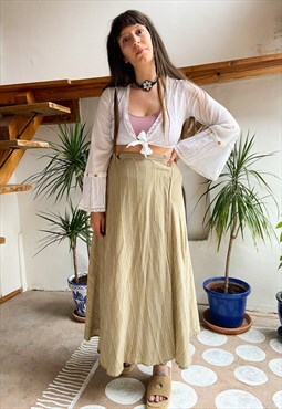 Vintage 90's Stripe Bohemian Wraparound Maxi Skirt - M/L