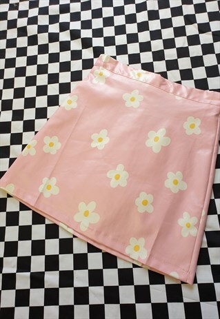 FLORAL PVC SKIRT IN PINK