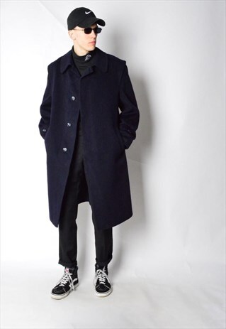 VINTAGE 70S NAVY BLUE WOOL WINTER COAT