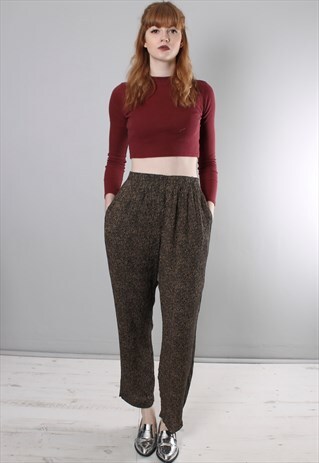 VINTAGE 90S HERRINGBONE PATTERNED HIGH WAISTED TROUSERS