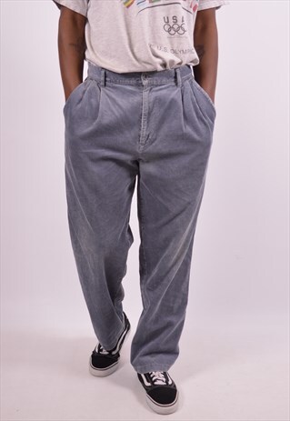 BENETTON MENS VINTAGE CORDUROY TROUSERS W32 L29 GREY 90S