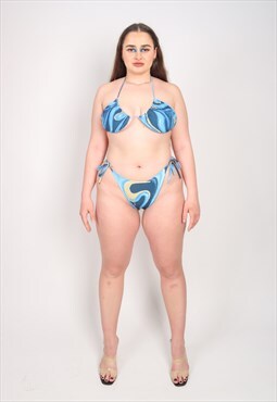 'AMPHITRITE' High Leg Bikini Bottoms In Blue