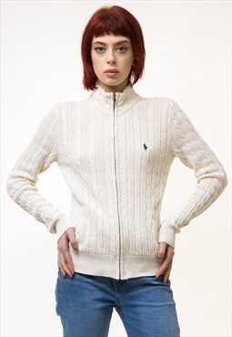 Ralph Lauren Sweater y2k White Sweater Zip Jumper 5269