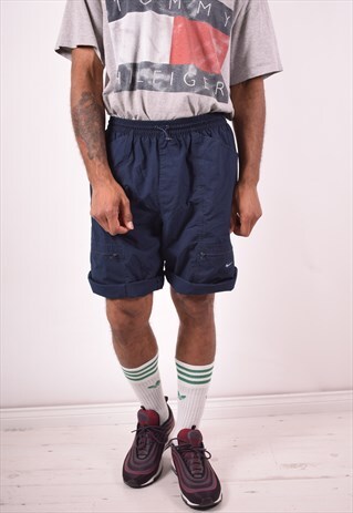 NIKE MENS VINTAGE SHORTS LARGE NAVY BLUE 90S