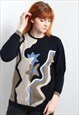 VINTAGE ABSTRACT CRAZY PATTERNED JAZZY JUMPER MULTI