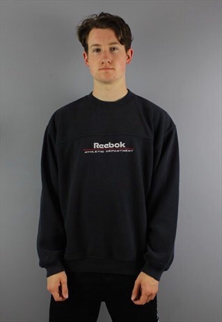 VINTAGE REEBOK ATHLETIC DEPARTMENT SWEATSHIRT IN NAVY WITH E