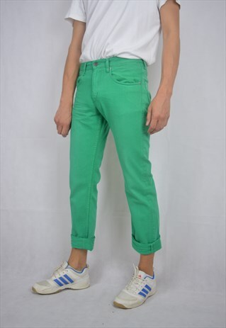 VINTAGE DENIM GREEN REGULAR TROUSERS