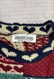 VINTAGE KNITTED JUMPER CUTE HEART AND FLOWER PATTERNED KNIT
