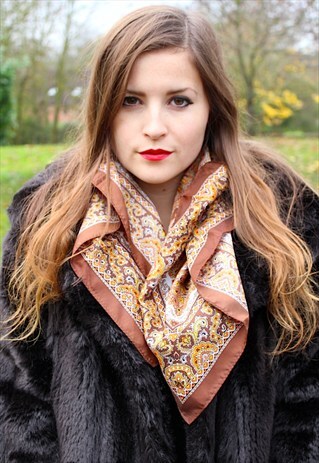 VINTAGE 70S JAPANESE SCARF - PAISLEY PATTERNED - HEAD SCARF