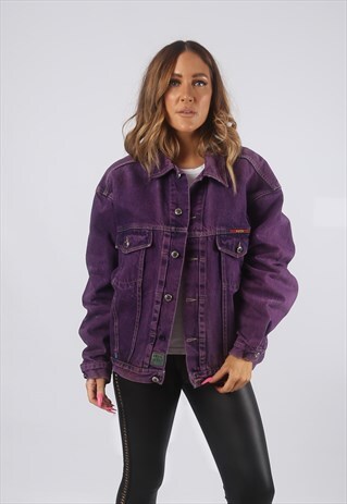 VINTAGE DENIM JACKET OVERSIZED FITTED UK 16 XL (HD1)