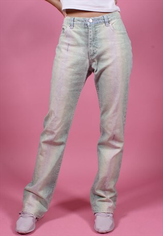 ROBERTO CAVALLI Y2K PASTEL SNAKE SKIN PATTERNED TROUSERS