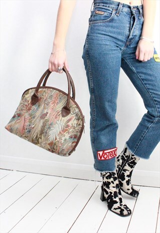 VINTAGE 80S FLORAL TAPESTRY HANDHANDBAG