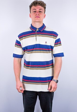 VINTAGE TOMMY HILFIGER MULTI STRIPE POLO SHIRT