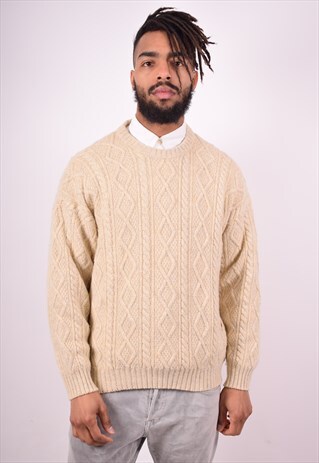 VALENTINO MENS VINTAGE JUMPER SWEATER XL BEIGE 90'S