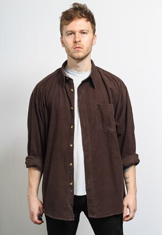 VINTAGE CORDUROY CORD SHIRT BROWN
