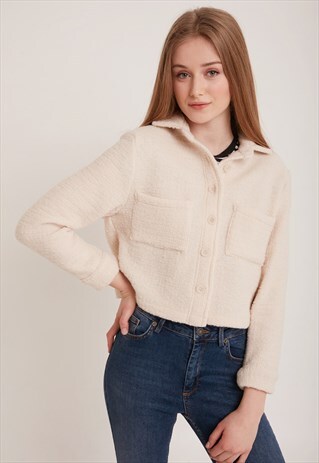 JACKET WITH FRONT POCKETS - CREAM